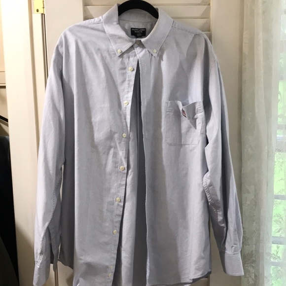 Ralph Lauren Jeans oxford, blue w/ stripes. XL. - Picture 1 of 6